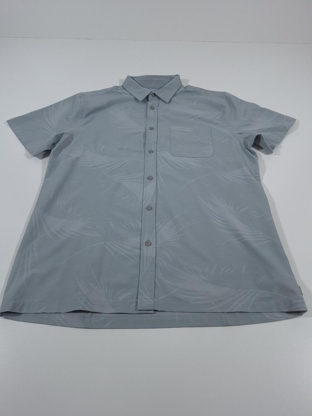 Vuori Men's Short Sleeve Bridge Button Down Large Gray/Blue Floral